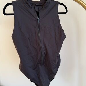 SKIMS Black Zip One Piece Swimsuit